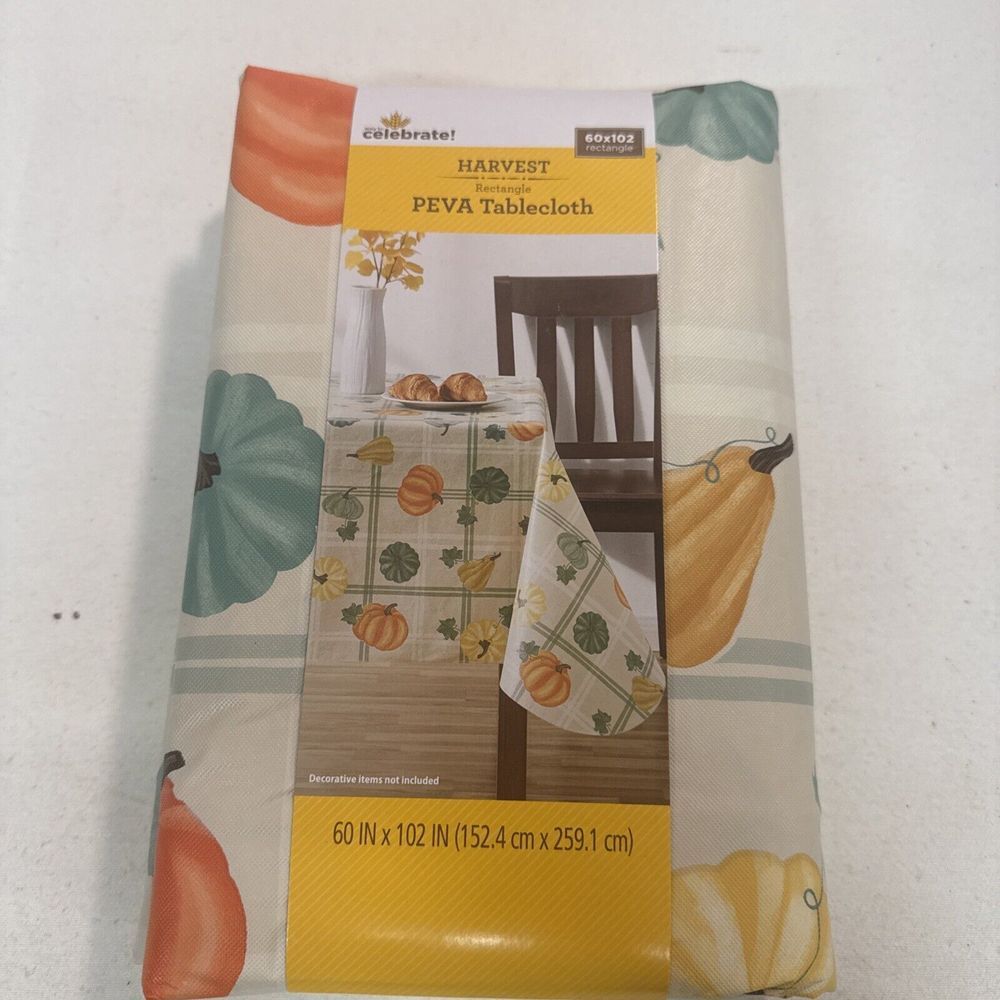 Harvest Rectangle Peva Tablecloth 60x102‎ Thanksgiving Fall Autumn Holidays